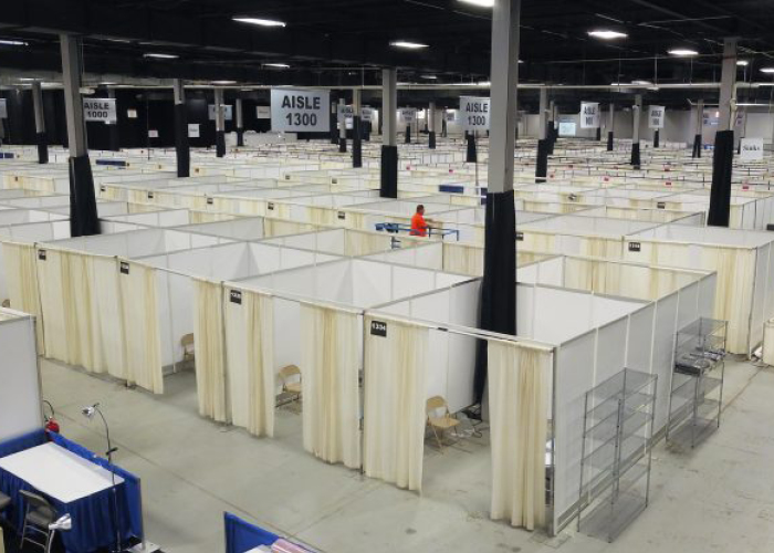 The Edison Convention and Exposition Center is turned into a 500-bed field hospital
