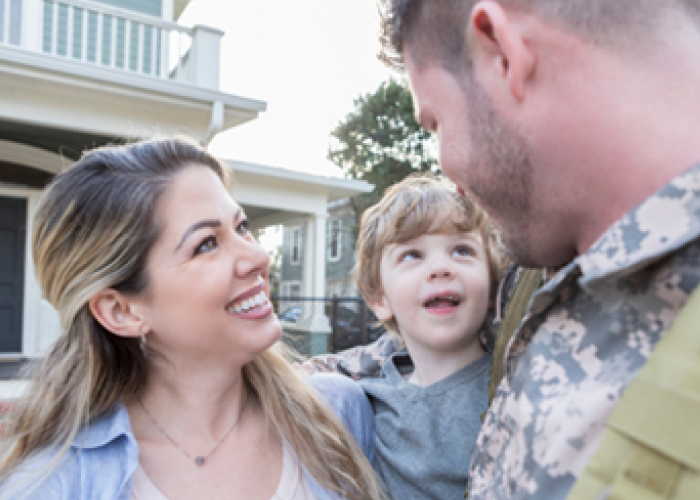 A family smiling at each other